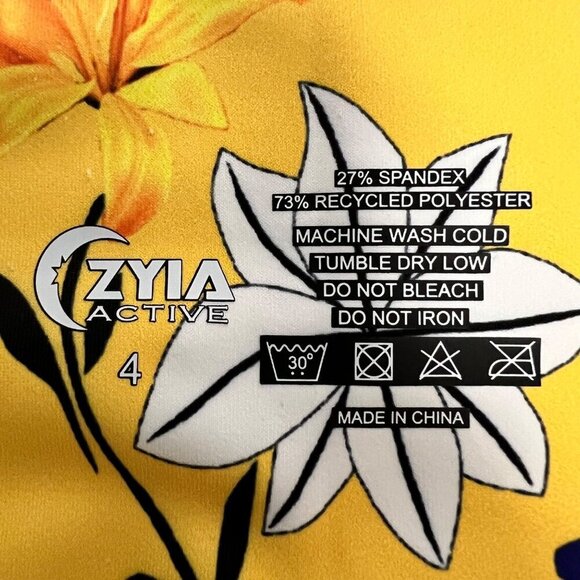Zyia Active Womens Floral Cropped Leggings Yellow/Multi Size 4 - Picture 8 of 8